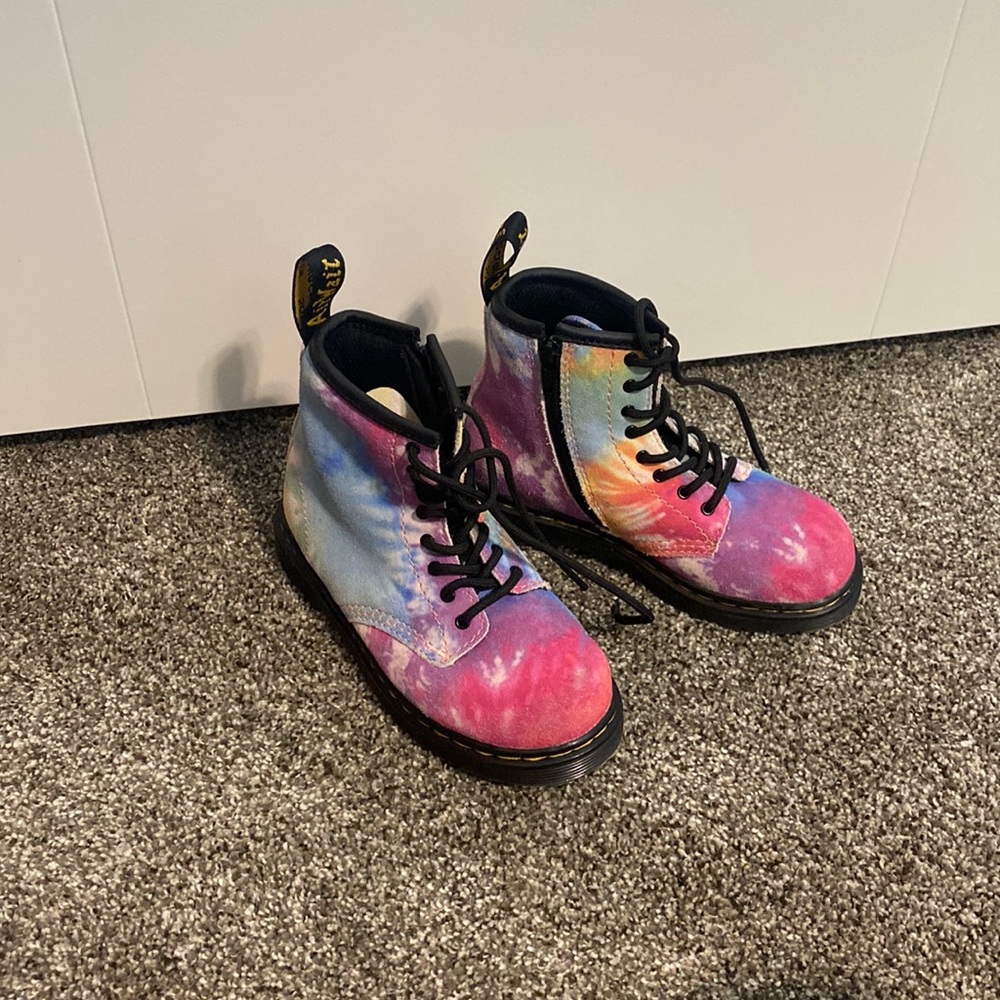 One pair of little girls tie dye Doc Martens Size 10-never worn, no tags/box